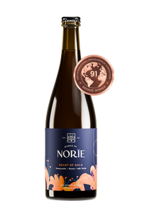 Bottle of Norïe Heart of Gold non-alcoholic sparkling drink with 91-point award medal